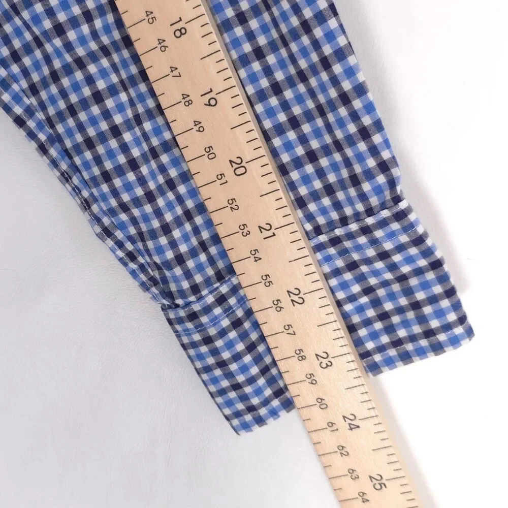 RALPH LAUREN Boys Shirt XL 18-20 Long Sleeve Multicolor Plaid Blue Check Cotton